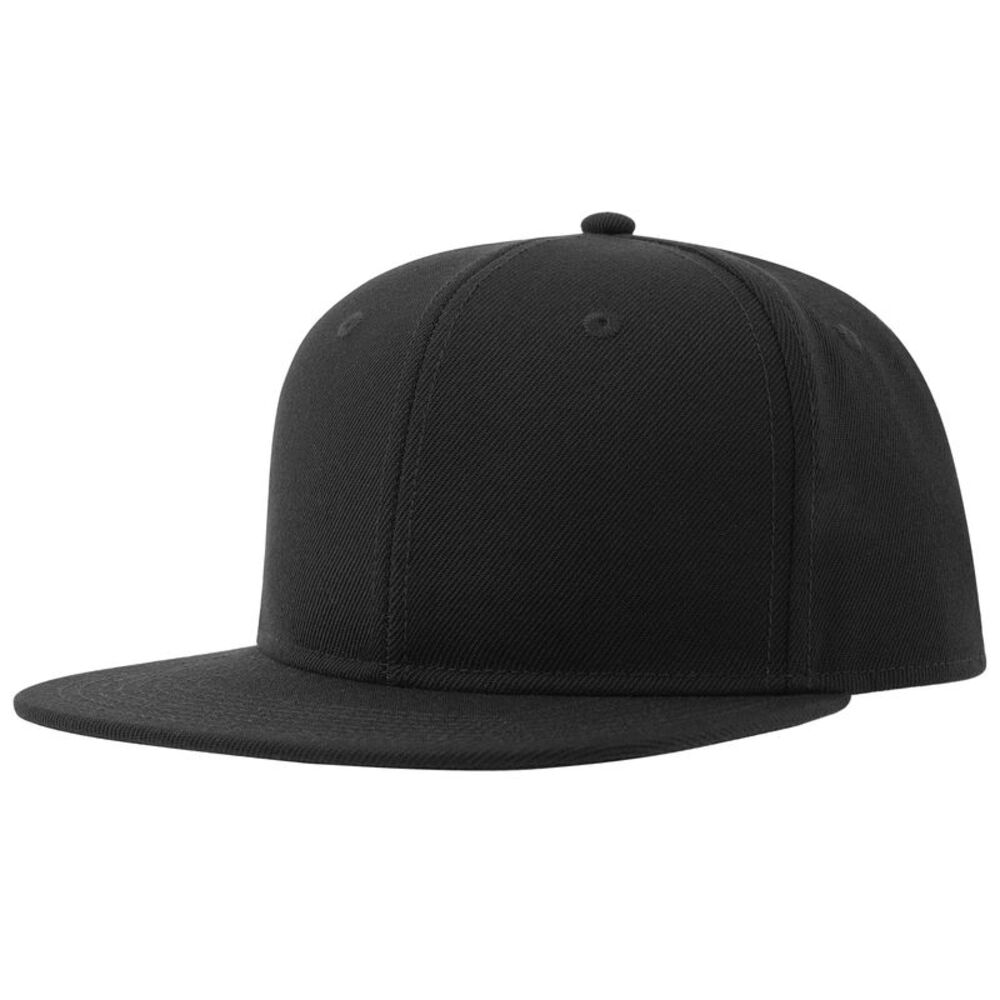 Atlantis Unisex Adult 6 Panel Sustainable Flat Peak Baseball Cap / Black